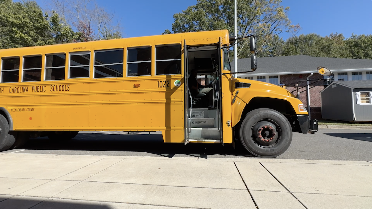  School bus waits for students to board